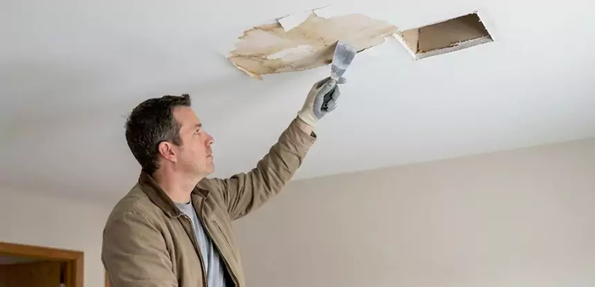 Ceiling Water Stain and Drywall Repair in Pine Lake