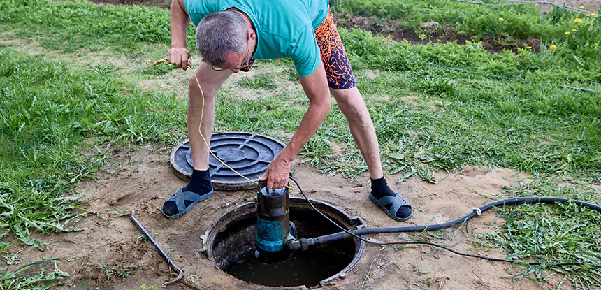 Outdoor Sewage Cleanup in Pine Lake